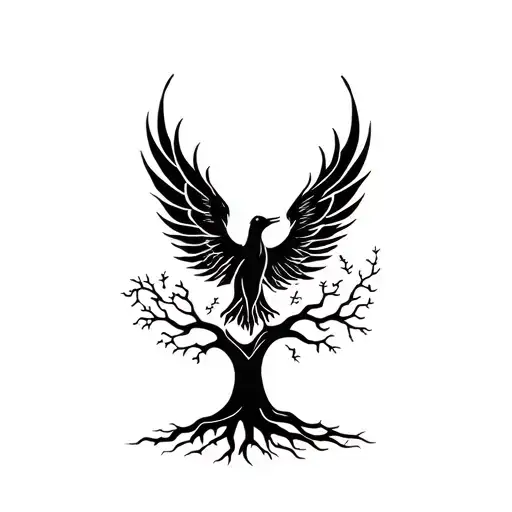 Phoenix Rising From Tree