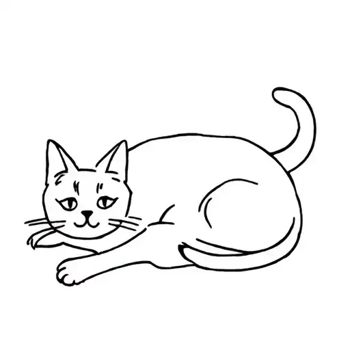 Cat Laying On The Ground