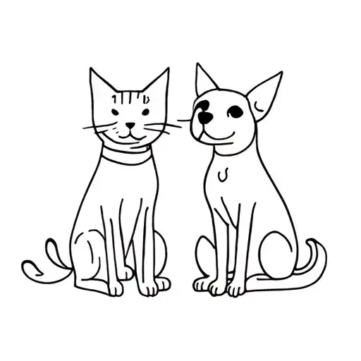 Cat And Dog Wearing