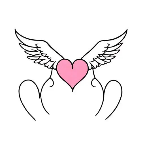 Three Hearts Linked Center With Angel Wing Attached