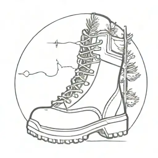 Hiking Boot With A Pine Tree