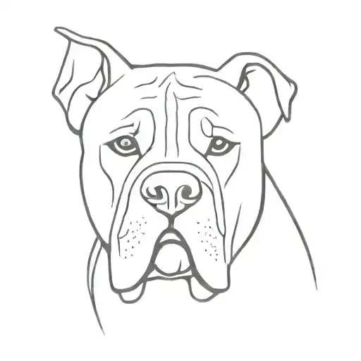 A Minimalist Simple Geometric Design Of A Cane Corso Italian Mastiff's Head And Floppy Ears Outline