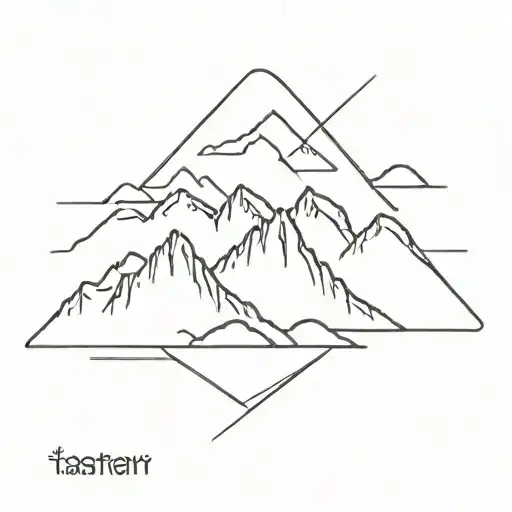 A Tattoo Of Mountains In The Style Of Lines Something That Symbolizes Freedom Black And White