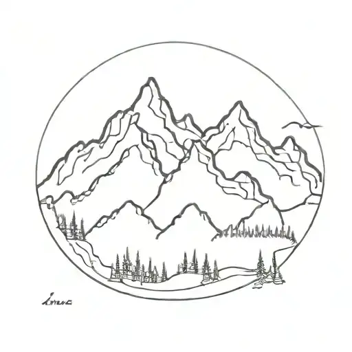 A Tattoo Of Mountains In The Style Of Lines Something That Symbolizes Freedom