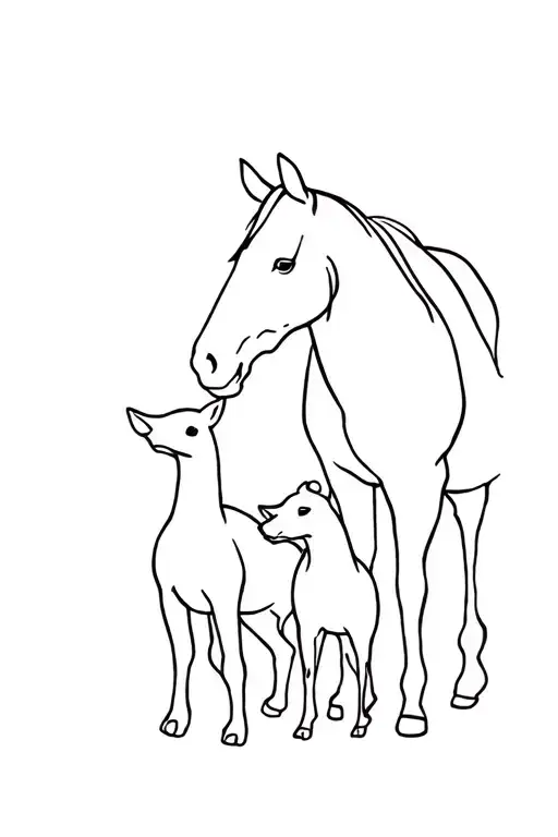 Horse And Dog Single Line