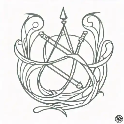 A Pisces Zodiac Symbol Intertwined With A Trident