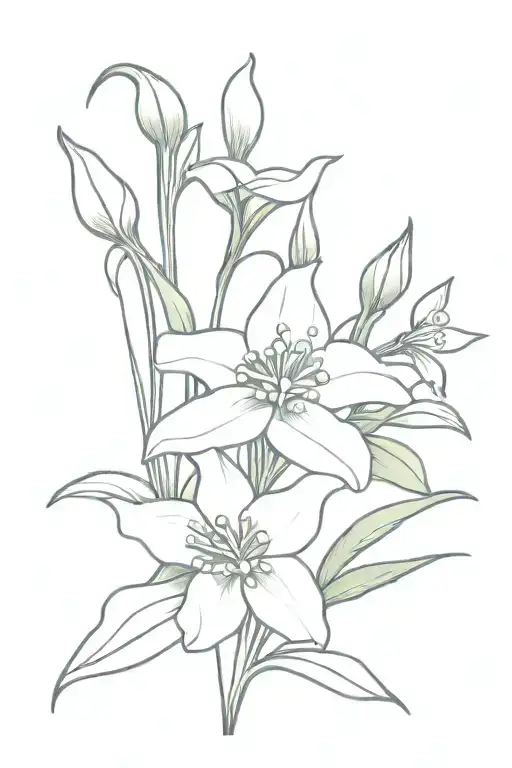 Violet Daffodil Lily Of The Valley And Holly Flowers