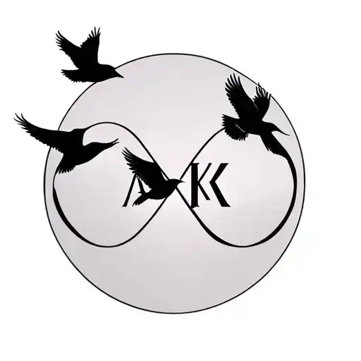 Birds Flying And Infinity Symbol With Letters A S K K