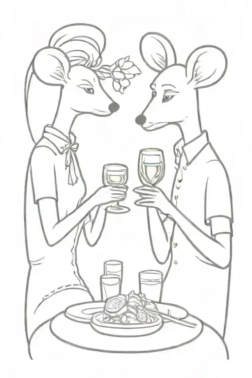A Male And A Female Mouse At Romatic Dinner Scene
