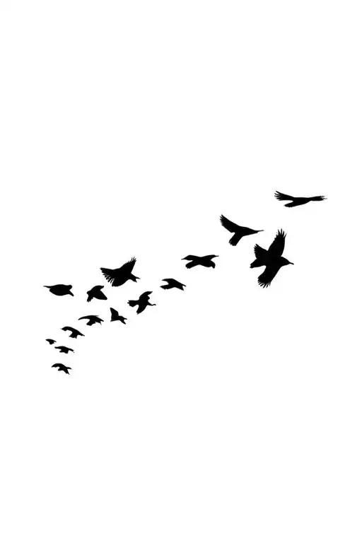 Group Of Birds Flying Away
