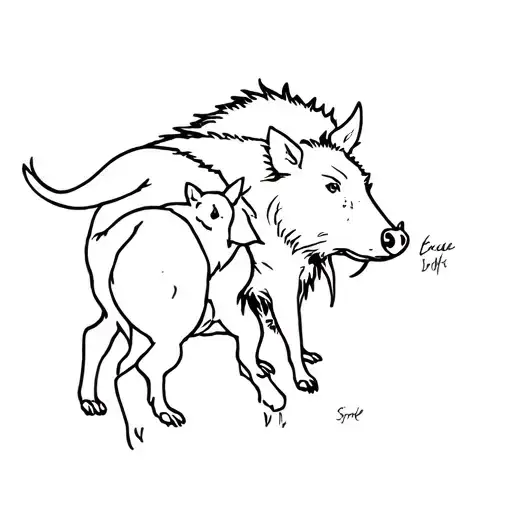 Boar With Man And Dog Hidden Inside