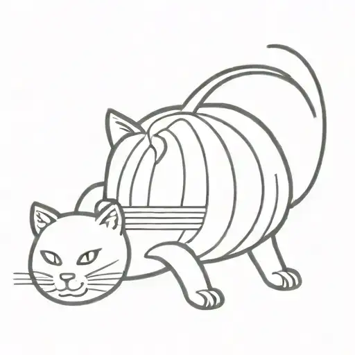 Stripped Cat With Pumpkin