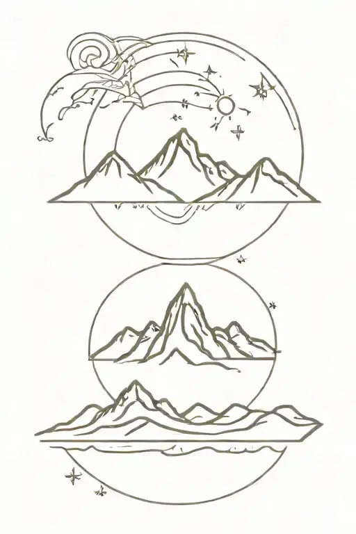 Compas With Mountains Inside And Coordinates
