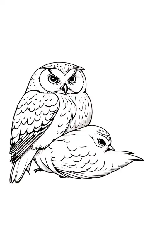 Owl And Bobwhite Snuggling