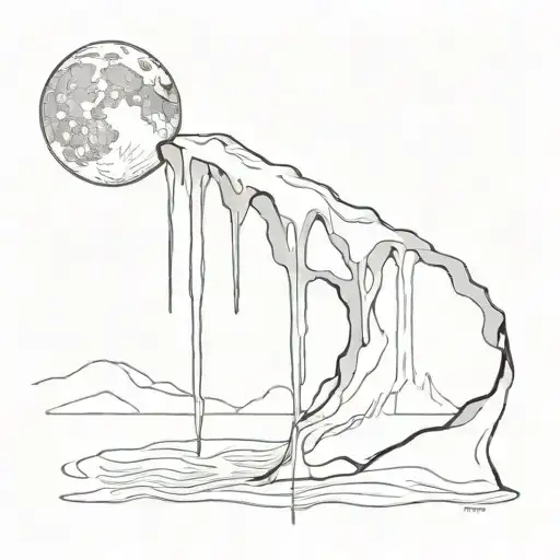 A Surreal Scene Of A Melted Moon Dripping Down The Arm