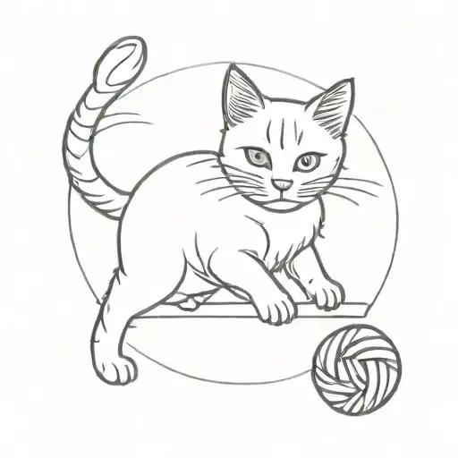 A Little Cat Playing With A Ball Of Wool