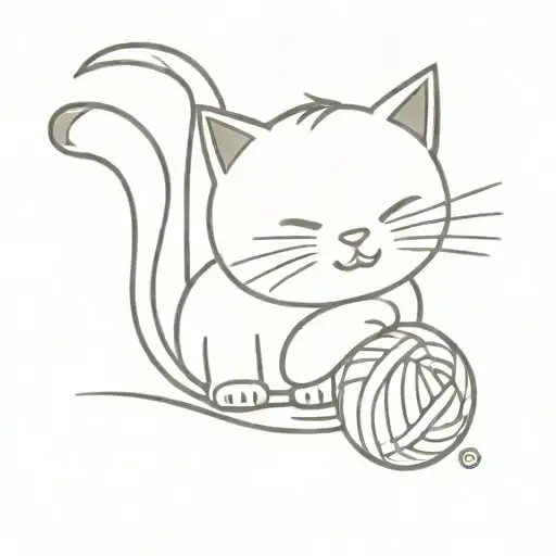 A Little Cat Playing With A Ball Of Wool