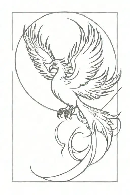 Agressive Phoenix Rising From Fire Looking Upwards