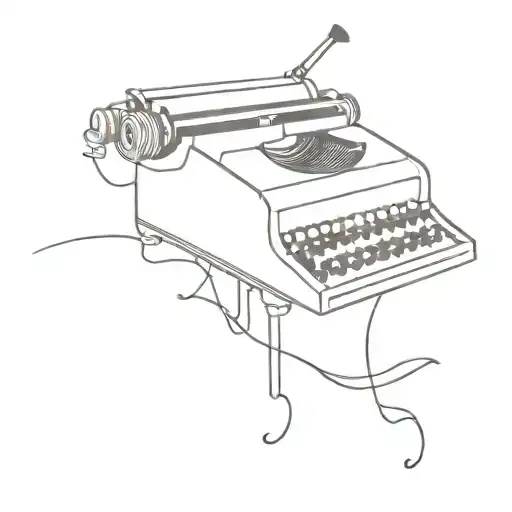 A Minimalist Tattoo Of A Typewriter With Music Notes Coming Out Of It