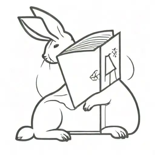 A Minimalist Tattoo Of A Book With A Bunny On The Cover