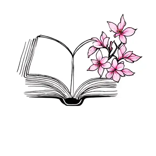Cherry Blossom Emerging From A Book Feminine