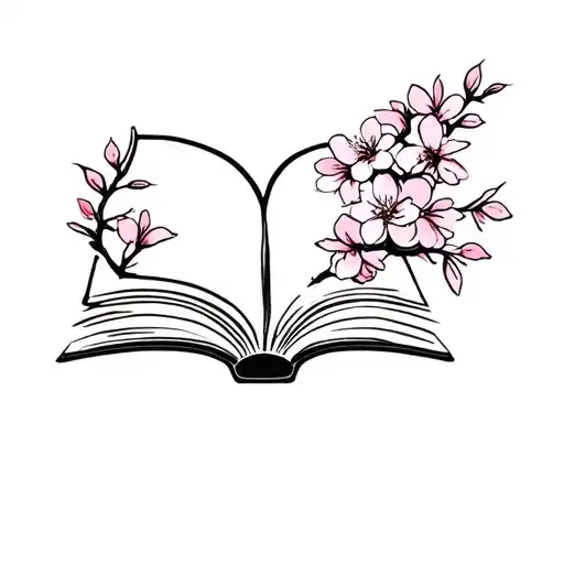 Cherry Blossom Emerging From A Book Feminine