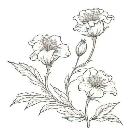 Fine Line Flower Carnation Rose Violet Lily Of The Valley