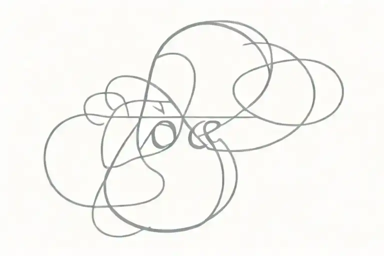 A Minimalist Tattoo Of The Word 'Zoe' Intertwined With The Number 547 In A Creative And Artistic Way