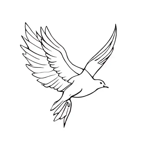 Fine Line Scarlett With Dove Bird Flying