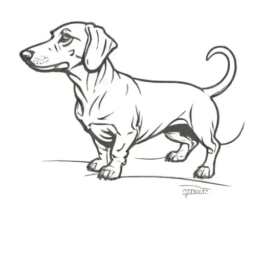 A Minimalist Silhouette Of A Daschund Dog Sitting In A Playful Pose