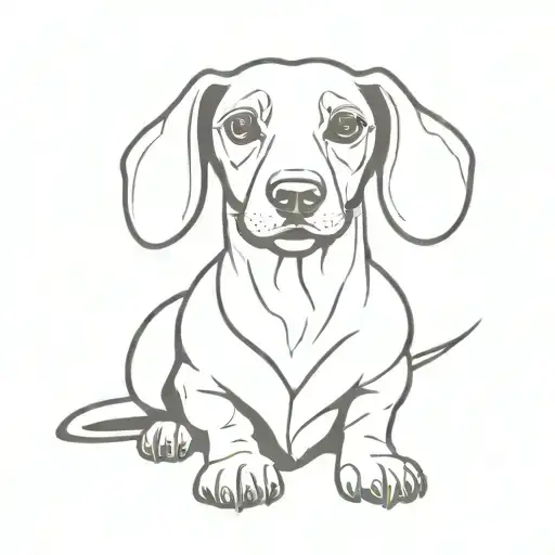 A Minimalist Silhouette Of A Daschund Dog Sitting In A Playful Pose