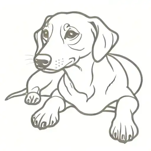 A Minimalist Silhouette Of A Daschund Dog Sitting In A Playful Pose