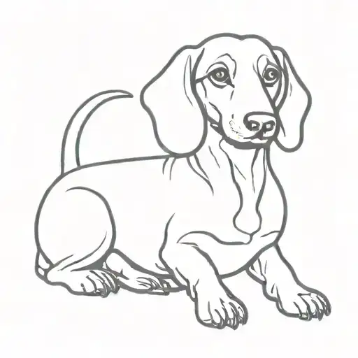 A Minimalist Silhouette Of A Daschund Dog Sitting In A Playful Pose