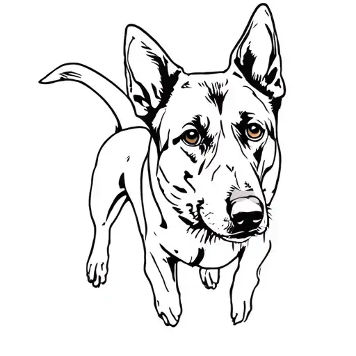 A Minimalist Design Of A Belgian Malinois In A Hunting Pose