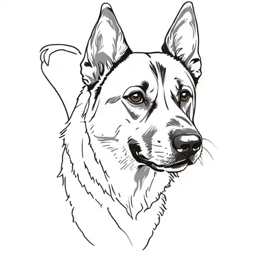 A Minimalist Design Of A Belgian Malinois And Another Dog An Akita In A Hunting Pose