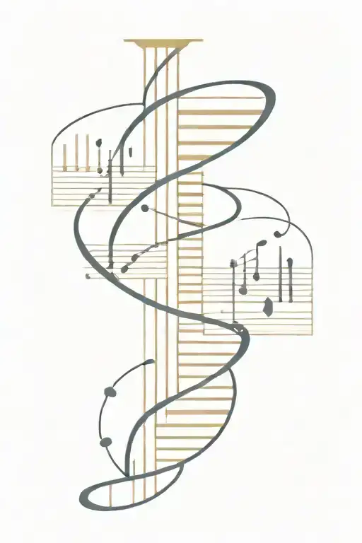 Dna Helix With Piano Keys Forming