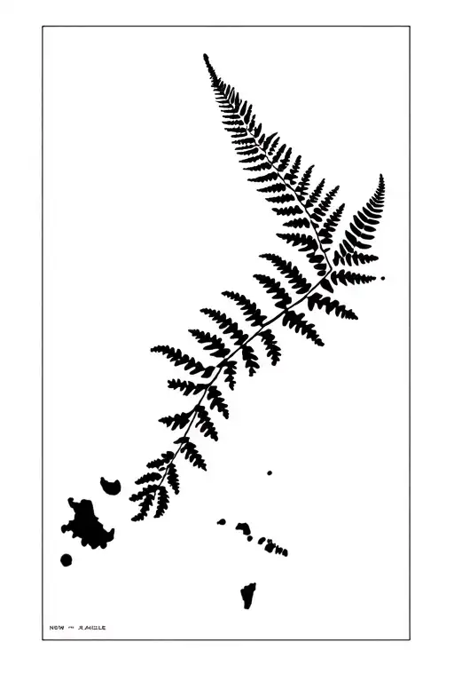 Map Of New Zealand Fern Reflecting