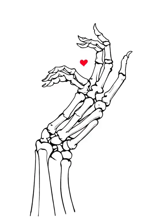 Skeleton Hand Reaching Heart Intertwined