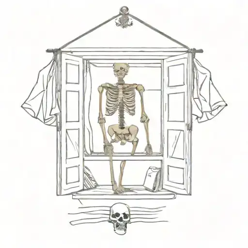 Hanged Man Skeleton In Vintage Closet