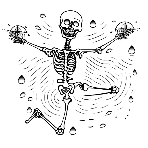 Skeleton Dancing In Rain