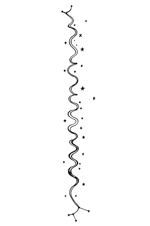 Fine Line Constellation And Moon Phases Spine Tattoo In A Straing Long Line