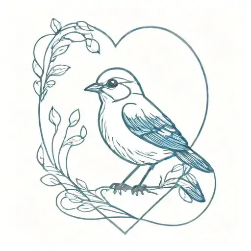 Blue Bird Inside A Heart