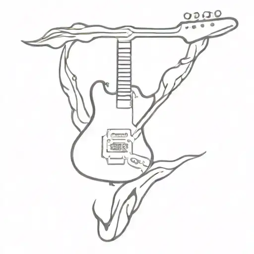 An Electric Guitar With Flames