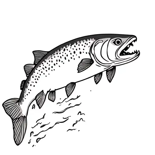 Black And Whtie Rainbow Trout Being Held In A Bears Mouth