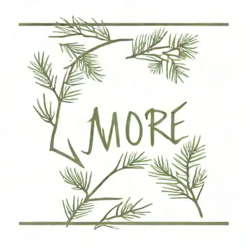 A Minimalist Tattoo Pine Tree Branches With The Name Moore In It