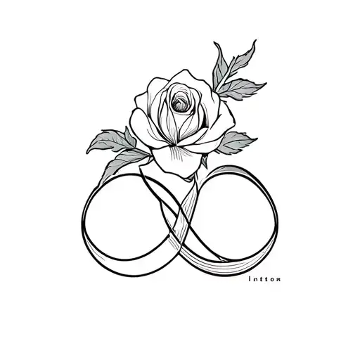 Rose With An Iris And Lily Intertwined Attached To An Infinite Symbol