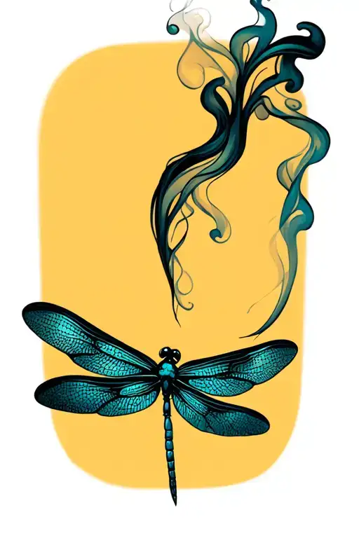 Black Teal Dragonfly Resting Smoke