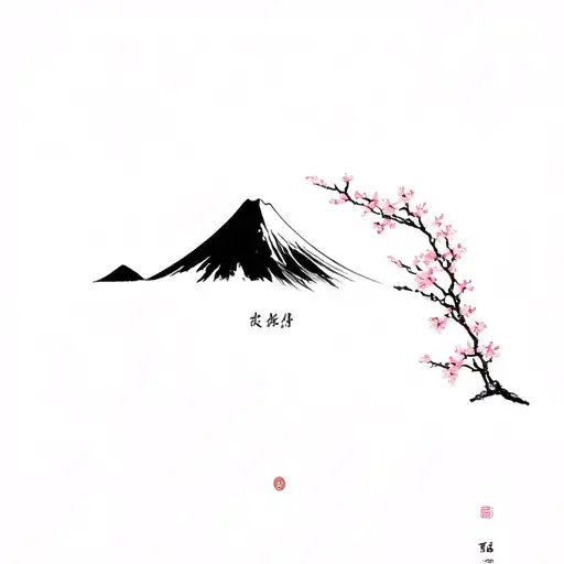 Mont Fuji Background Black Samourai Cover With Sakura