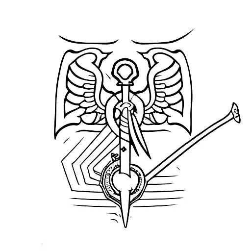 Sword With Wings Through A Hand