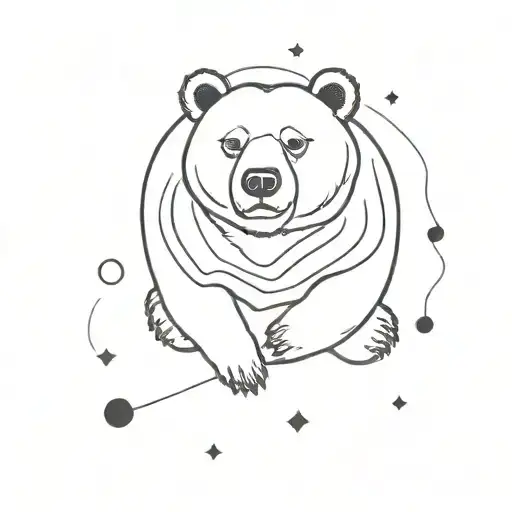 A Cosmic Bear Floating In Space Surrounded By Alien Birds
